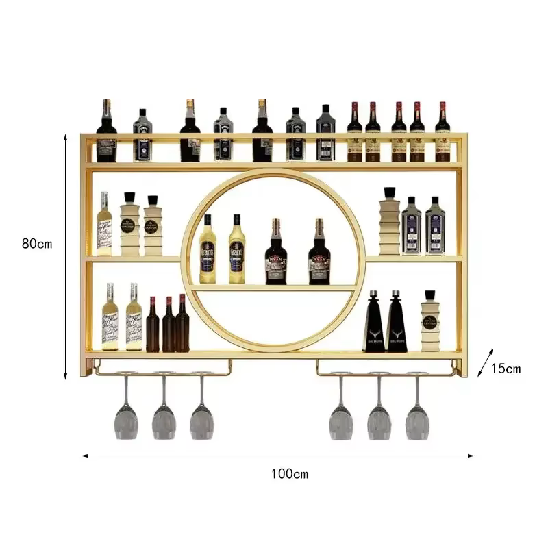 Casier à vin mural suspendu porte-bouteille de vin support à verres à pied en métal étagère à vin fl