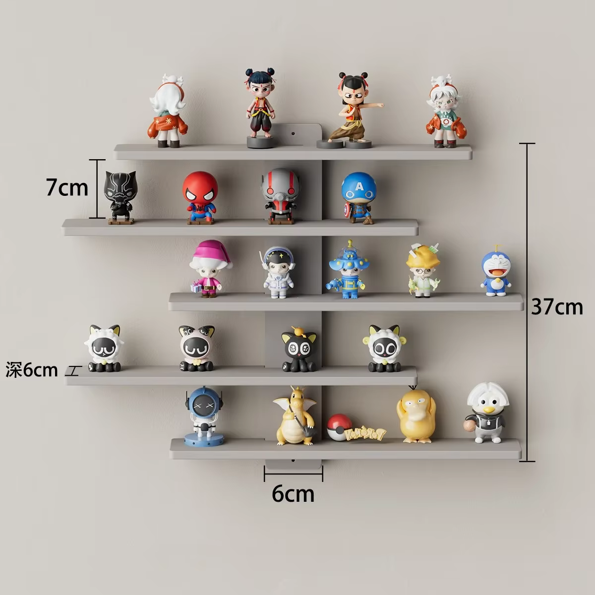 Présentoir mural léger à 5 niveaux pour figurines de blocs de construction, grande capacité, support