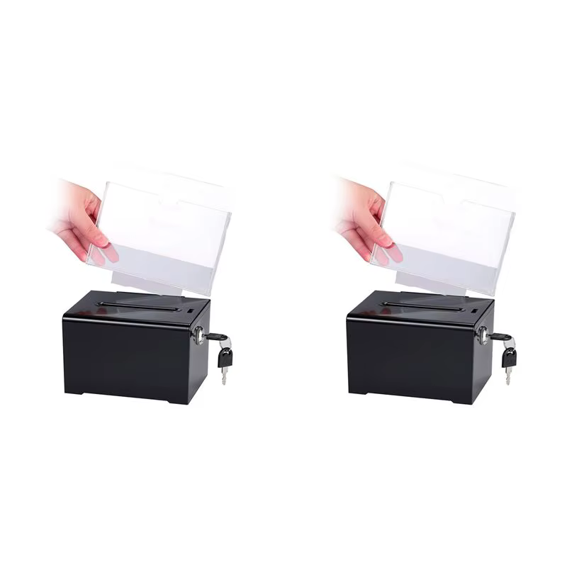 Boîte à dons KYCOR-2X avec serrure - Boîte à suggestions en acrylique avec fente, boîte à bulletins 