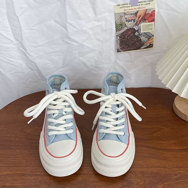 Chaussures en toile pour femmes, chaussures montantes et décontractées, baskets épaisses de haute qu