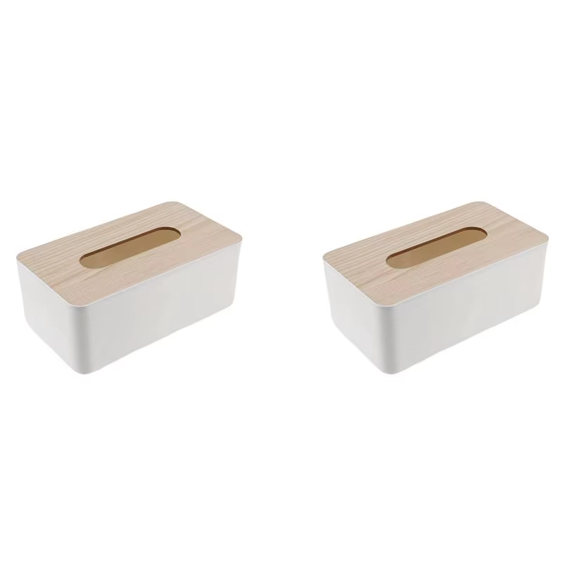 ABKJ-2X Boîte à mouchoirs avec couvercle en bois, boîte à papier hygiénique, porte-serviettes en boi