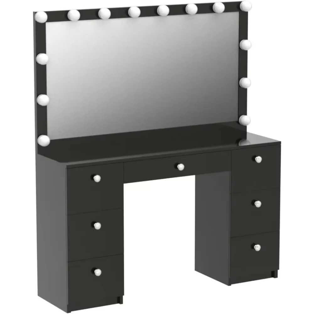 Table de maquillage avec miroirs de maquillage Hollywood, lumières intégrées