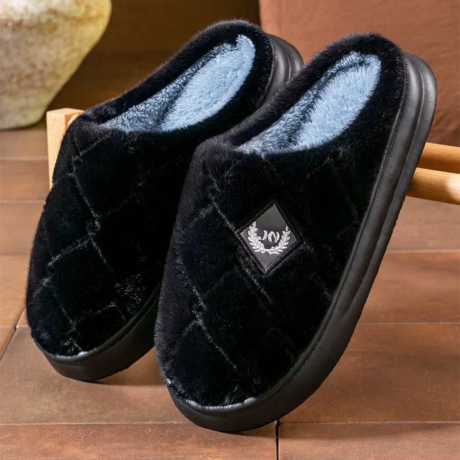 Pantoufles en fourrure pour hommes, semelle EVA, mousse à mémoire de forme, chaudes, douces, confort