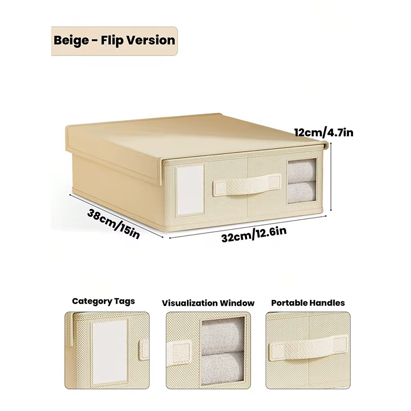 Boîte de rangement de draps de lit, 1/2 pièces, avec fenêtre et poignée visibles, organisateur de fe