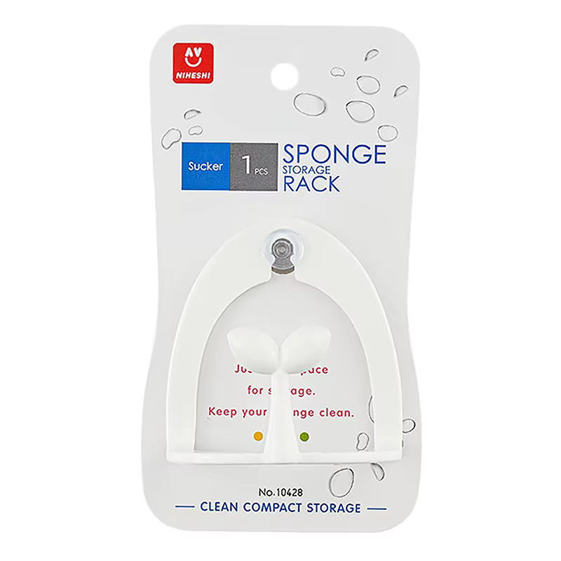 Porte-éponge sans poinçon avec ventouse, rangement pour éponge de cuisine, chiffon d'évier T1