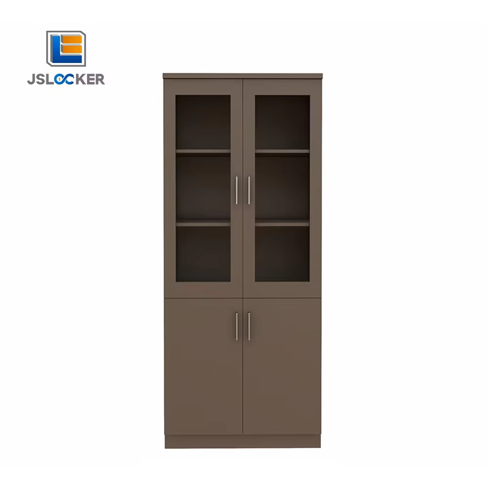 Armoire de bureau moderne, classeur en acier à deux portes en verre, armoire de rangement en métal m