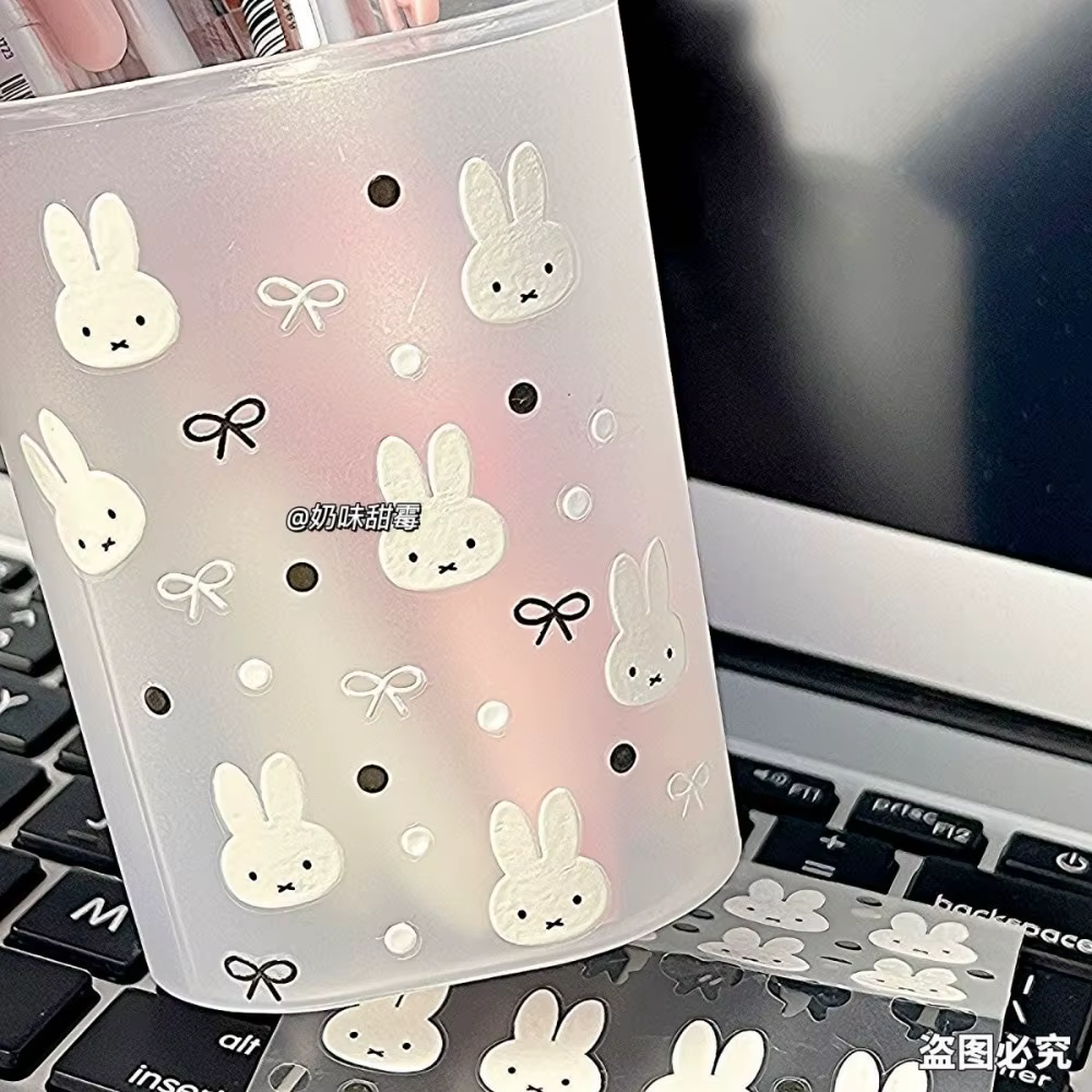 Boîte de rangement Miffy transparente, porte-stylo, organisateur de bureau de grande capacité, décor