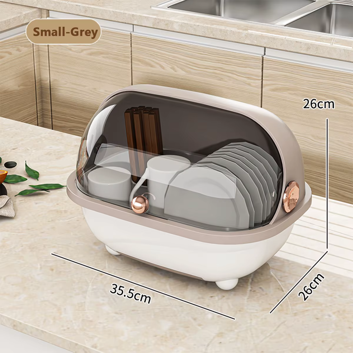 Armoire de séchage de vaisselle anti-poussière – Organisateur de cuisine peu encombrant avec drainag