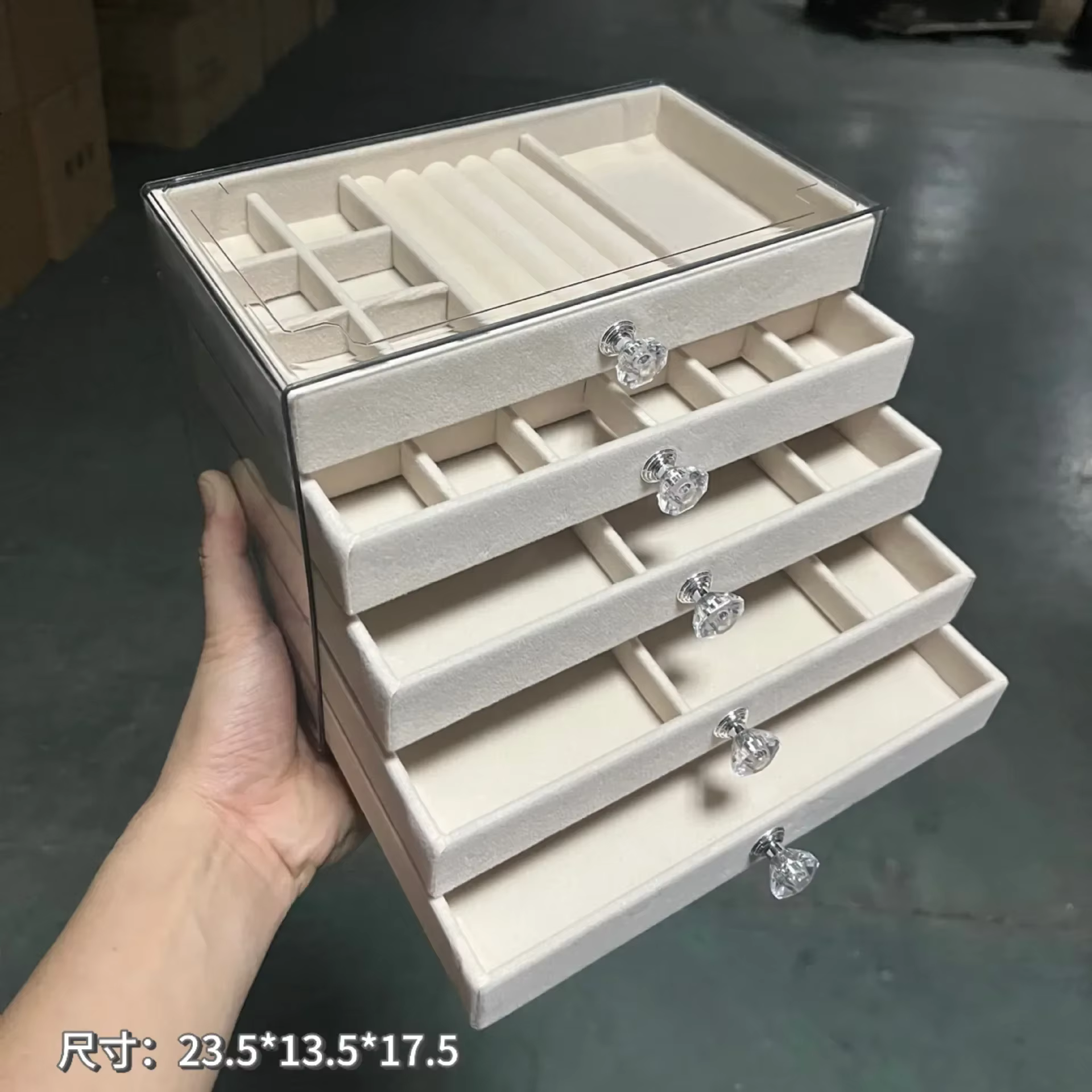 Boîte de rangement de bijoux en acrylique anti-poussière à 7 niveaux nouvellement améliorée, présent