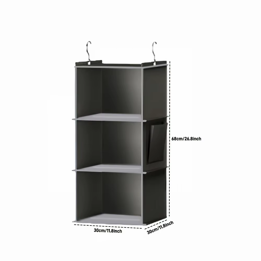 Organisateur de placard suspendu, sac de rangement de garde-robe à 6 étagères avec crochets, étagère