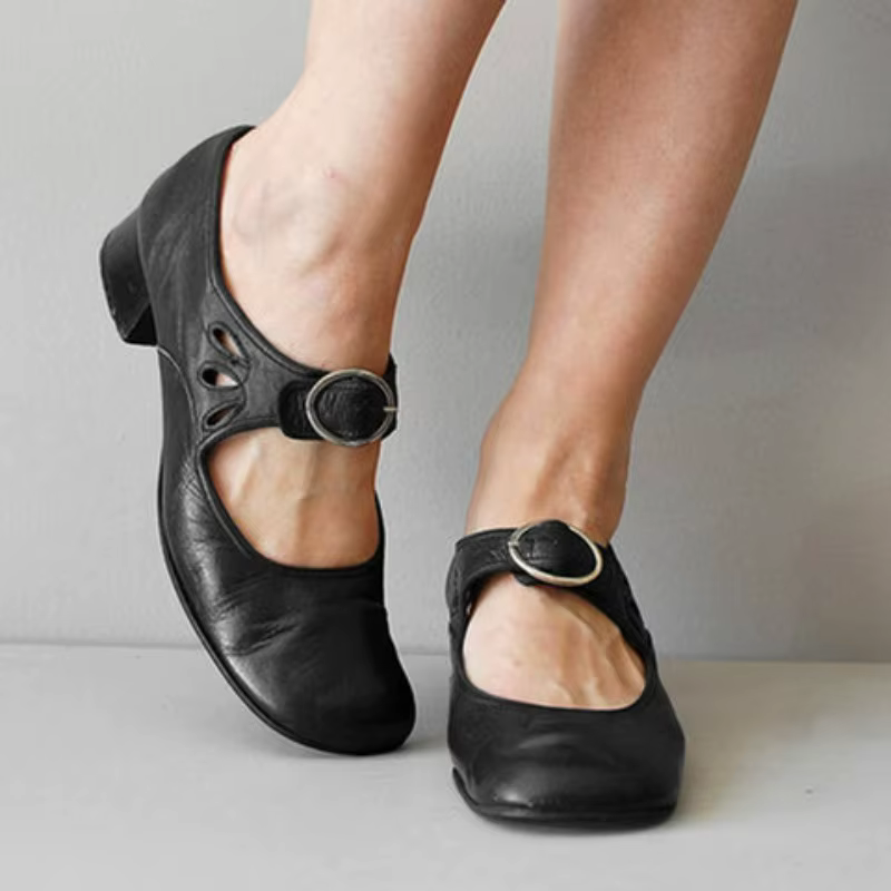 Femmes chaussures talons bas chaussures simples rétro nouvelle semelle souple femmes chaussures déco