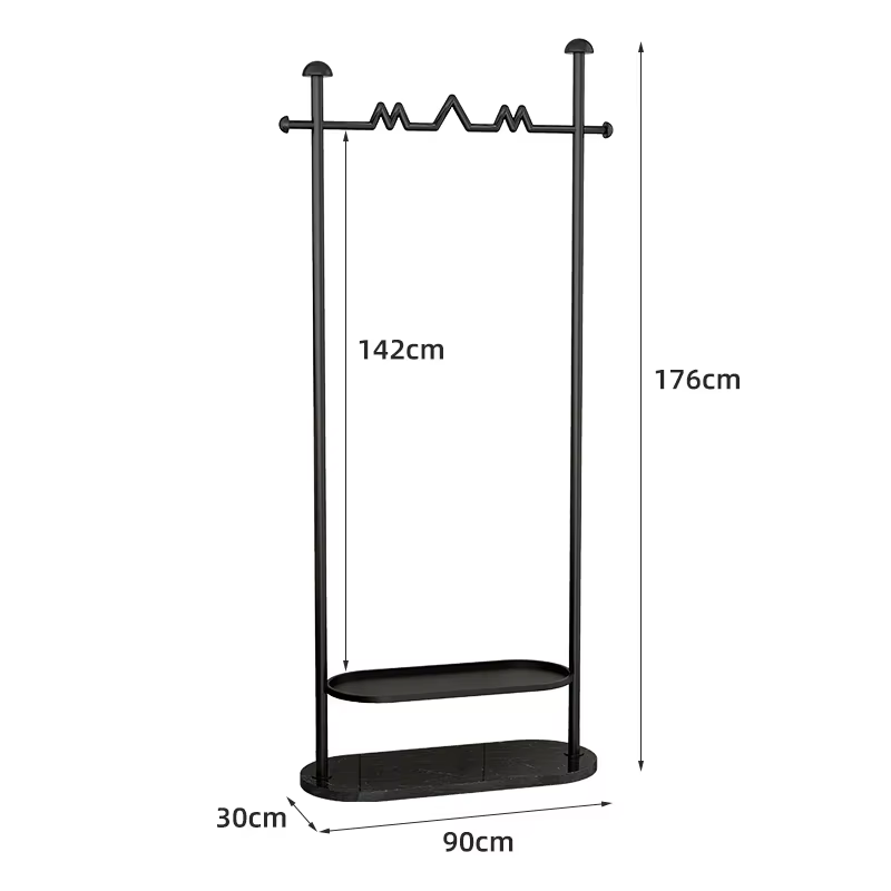 Porte-vêtements peu encombrant pour chambre à coucher, design élégant, noir, meubles pour couloir