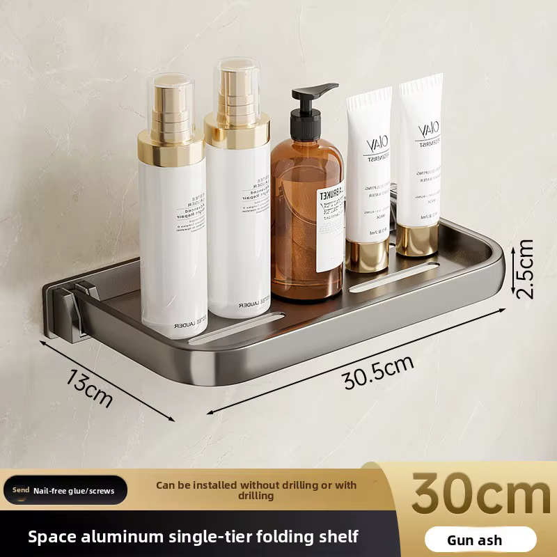 Étagère de salle de bain pliable sans perçage, rangement mural, organisateur de toilettes, accessoir