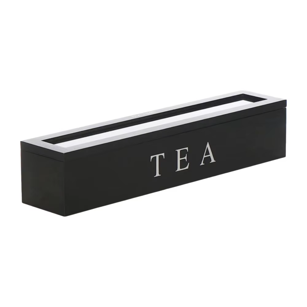 Boîte de rangement en bois pour sachets de thé, style rabattable, avec fenêtre transparente, porte-s