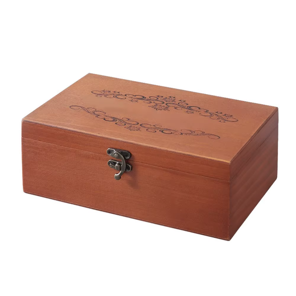 Boîte de rangement en bois de grande capacité, multifonctionnelle avec serrure de sécurité, boîte de