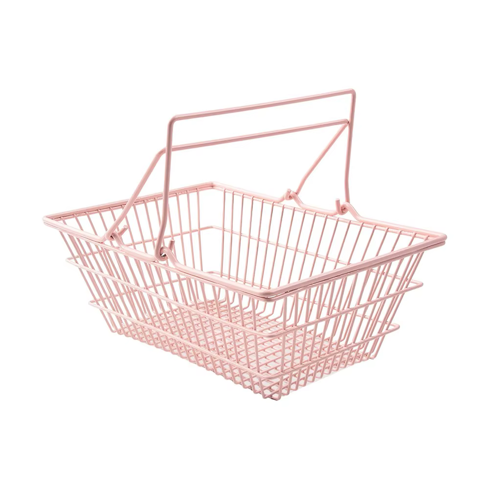 Panier de rangement S/M/L, mini panier rose pour organiser le bureau, panier en fer de grande capaci