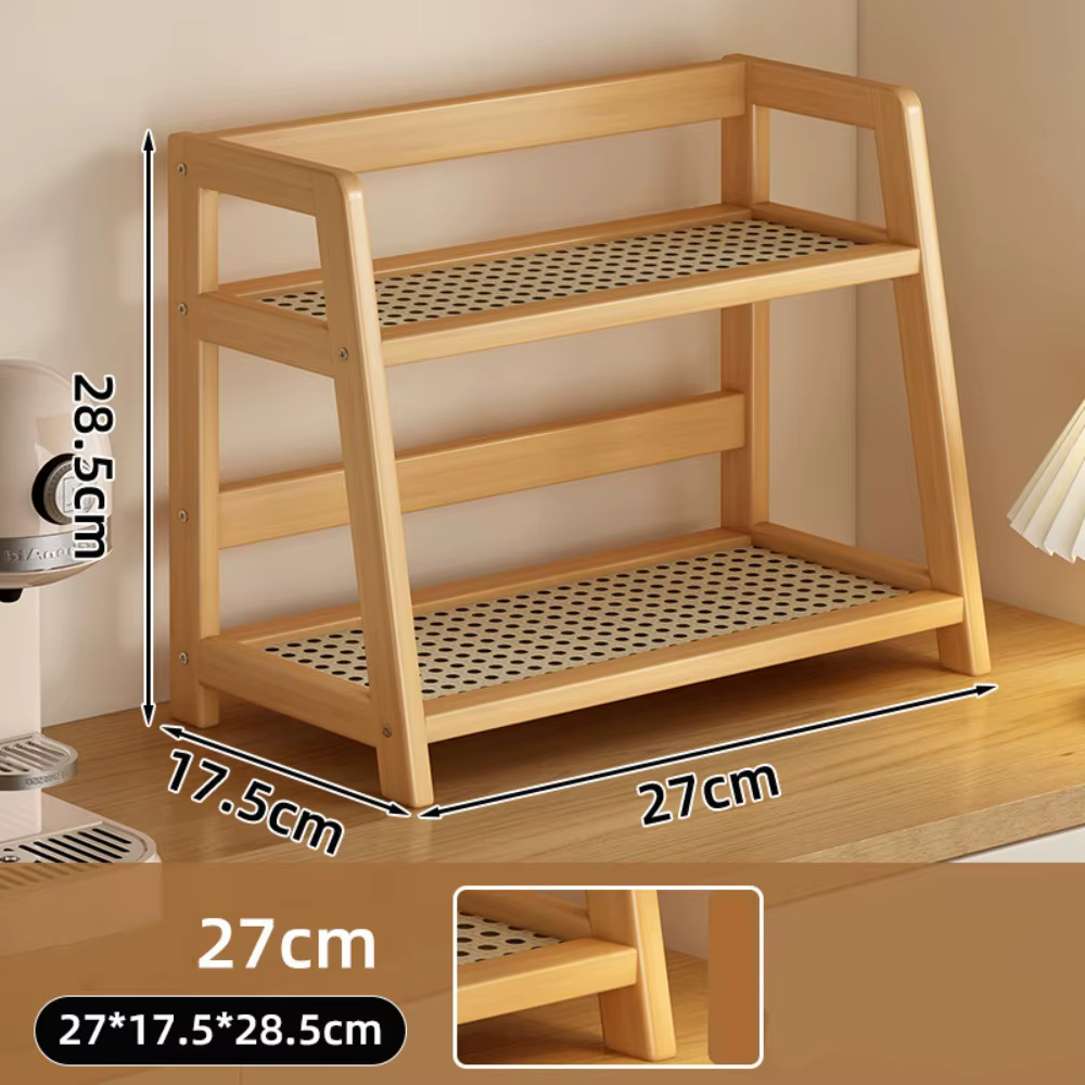 Étagère de rangement en bois pour cuisine, organisateur de bureau en rotin, présentoir à épices pour