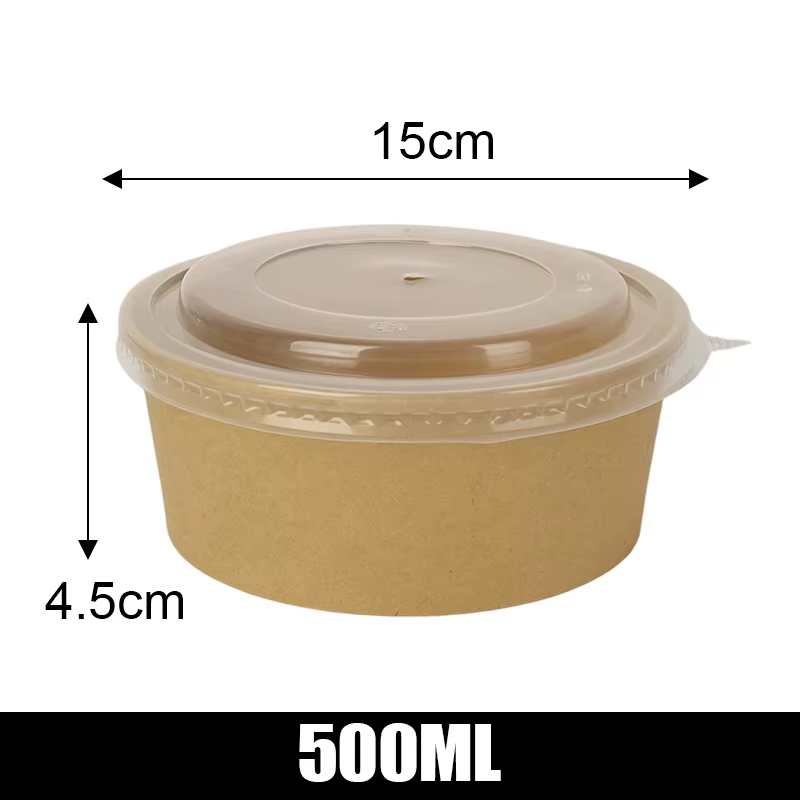 Boîtes d'emballage jetables 500/750/1000ML, bols en papier Kraft, récipient alimentaire Ake Away ave