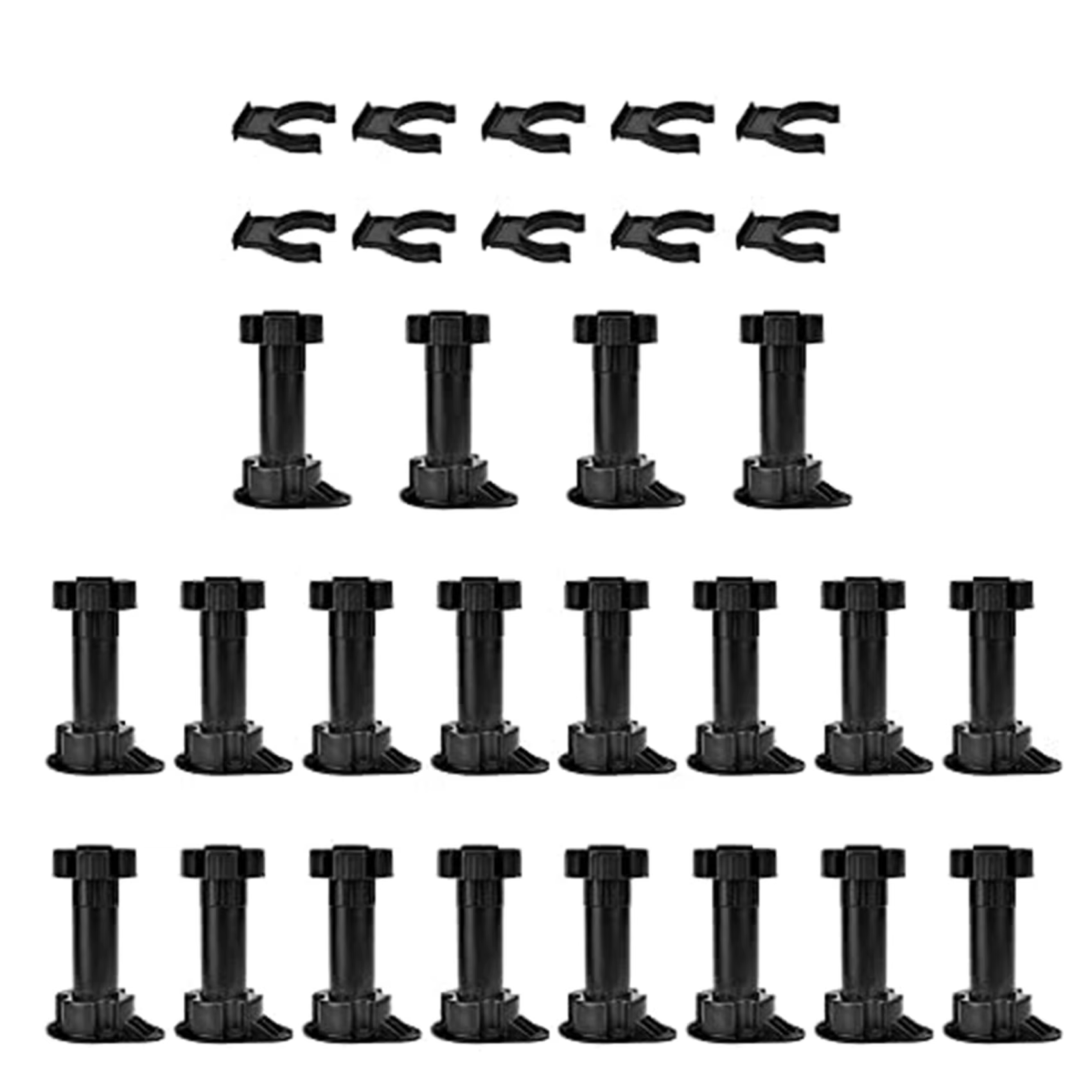 ABKW-40Pcs Pieds de meubles réglables, unités de pieds de placard avec clips de fixation pour meuble
