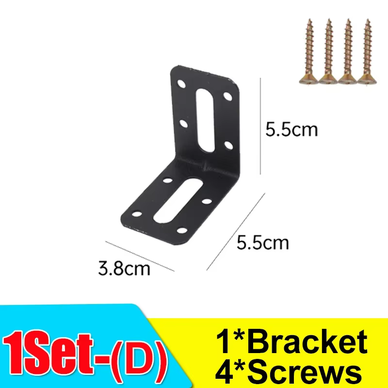 Supports d'angle noirs en forme de L, support d'étagère en acier inoxydable, supports d'angle réglab