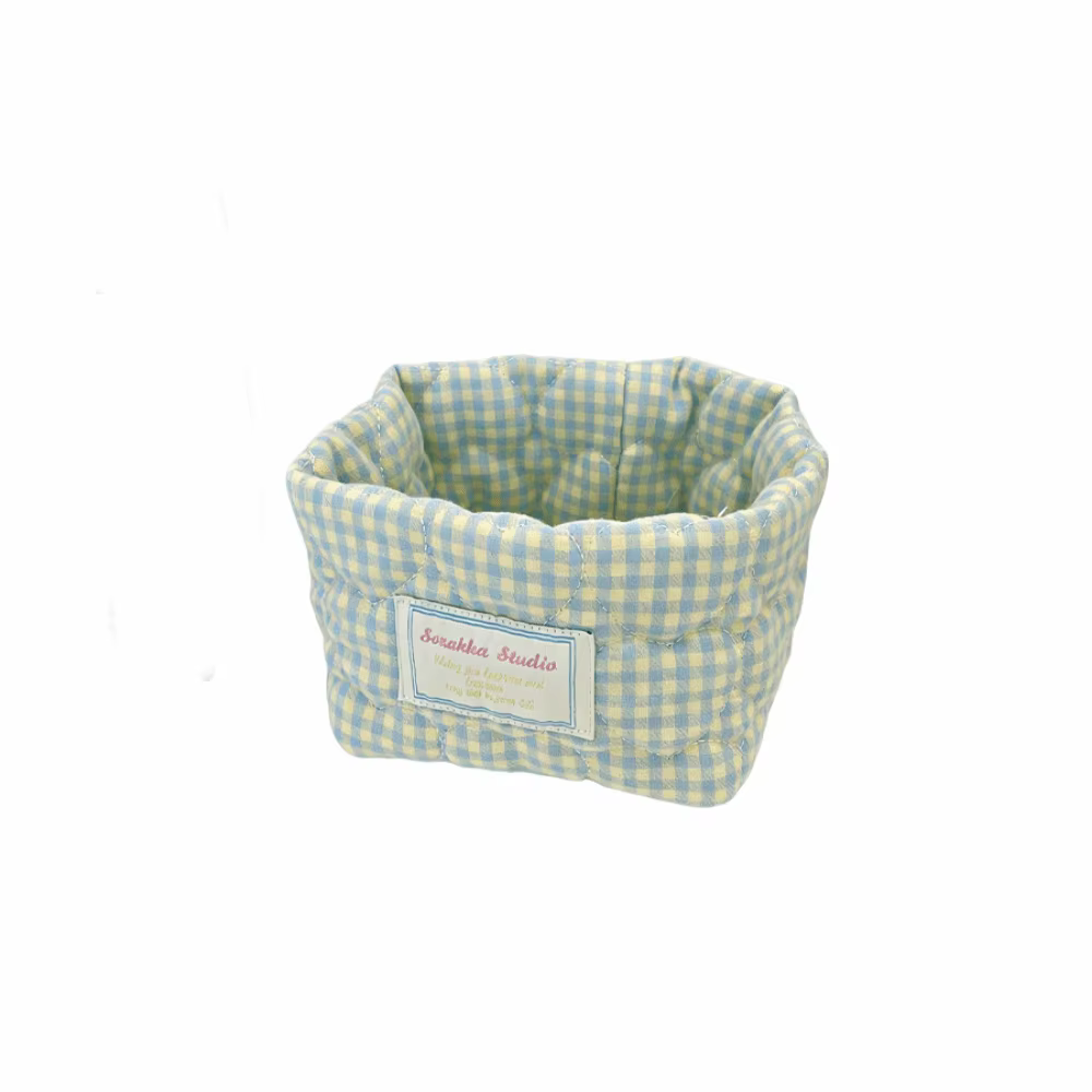 Panier de rangement en tissu à carreaux pour la maison, cosmétiques, papeterie, jouets, bacs décorat