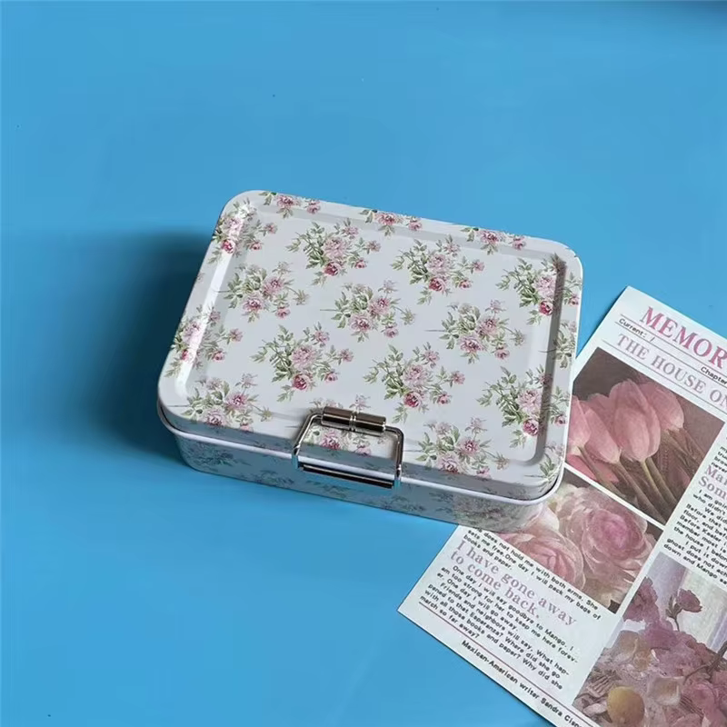 Boîte de rangement en métal vintage avec couvercle – Boîte à biscuits et bonbons durable, organisate