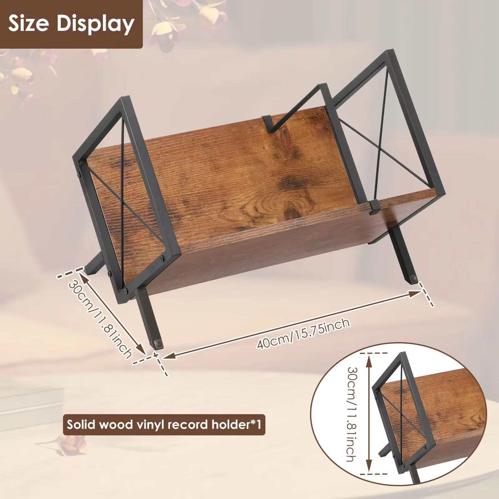Support de rangement pour disques vinyles, support de rangement de bureau en bois et métal avec sépa