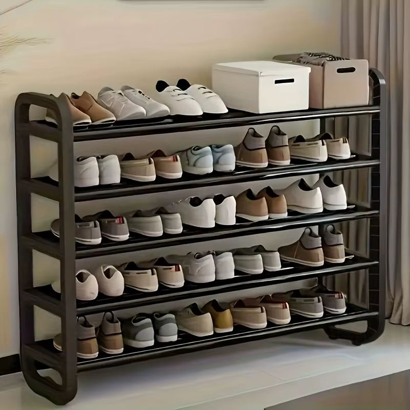 Étagère à chaussures en métal à 5 niveaux peu encombrante pouvant contenir jusqu'à 18 paires de chau