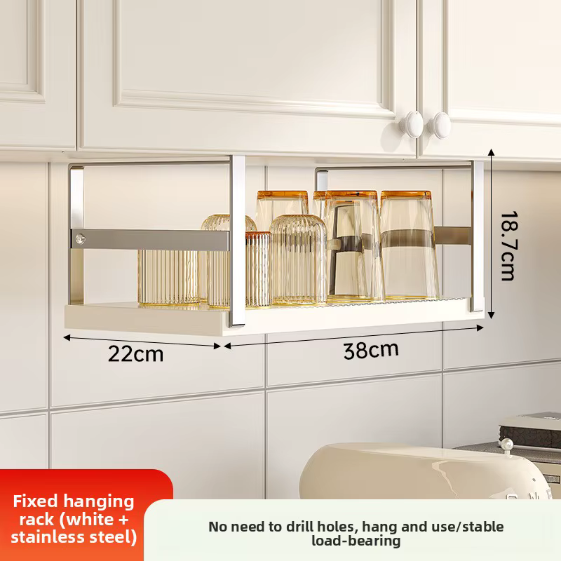 Support de rangement rétractable sous armoire de cuisine, panier suspendu de stockage d'assaisonneme