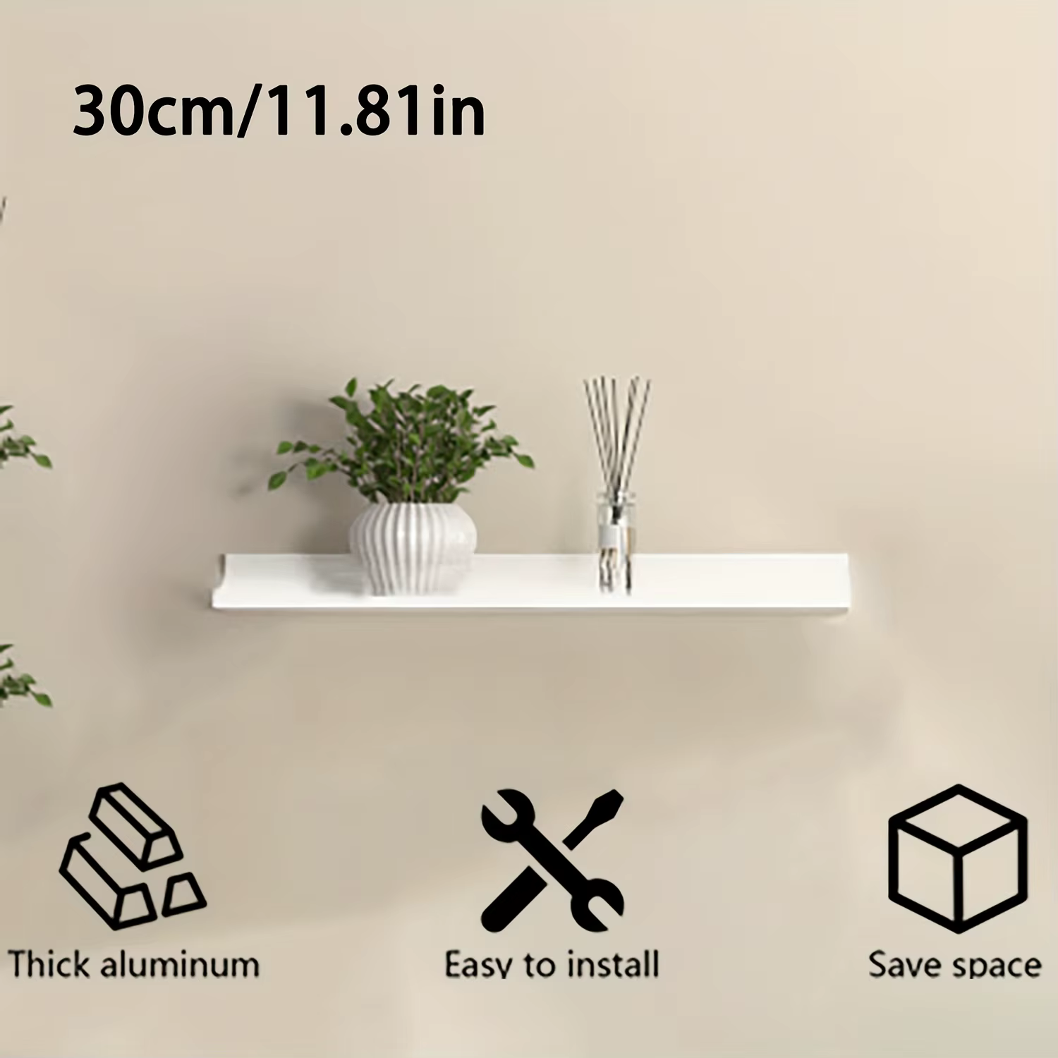 Étagère flottante en alliage d'aluminium — Support de rangement en métal, idéal pour le rangement de