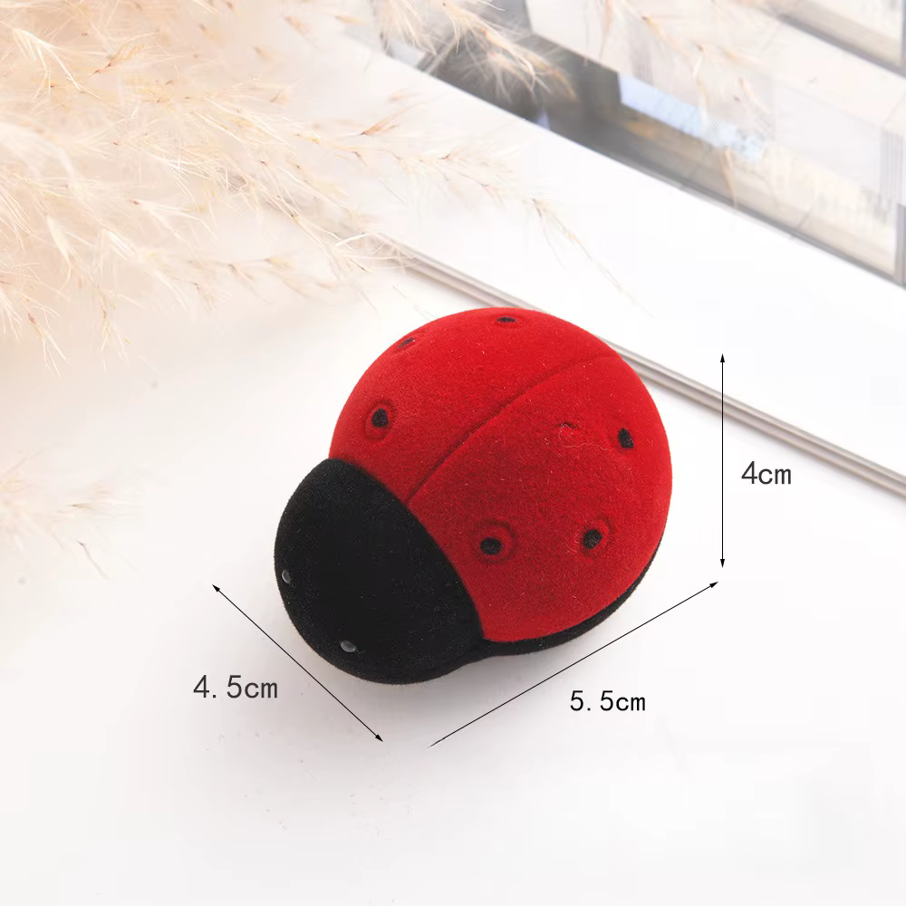 Boîte de flocage mignonne en forme de coccinelle, boîte à bagues de proposition + boîte de rangement