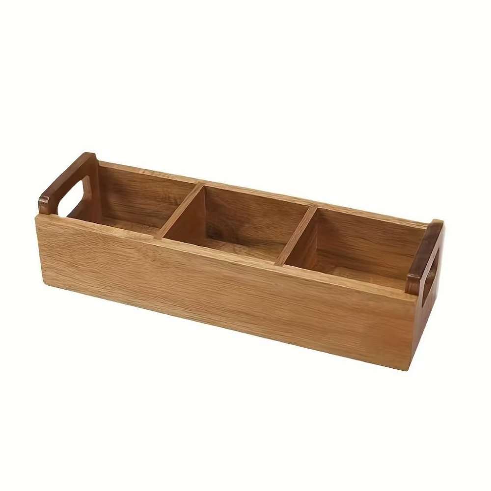 Boîte de rangement en bois pour sachets de thé, 3 compartiments, grande capacité, pour sachets de su