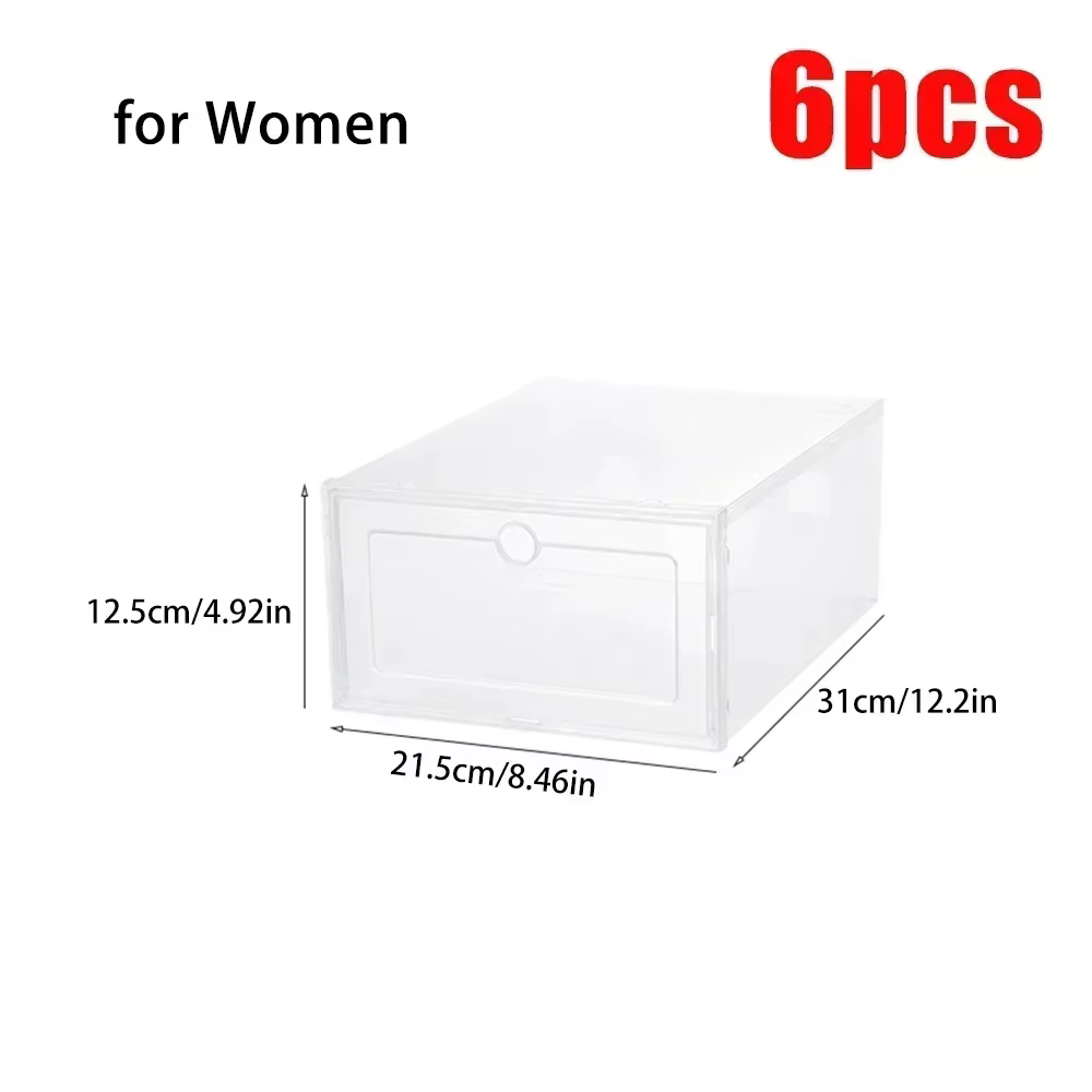 Lot de 6 boîtes à chaussures transparentes empilables, anti-poussière, pour rangement domestique, pl