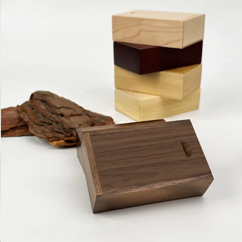 Boîtes de rangement en bois massif 3.15x2x0.98 pouces, avec dessus coulissant pour petits objets, ba