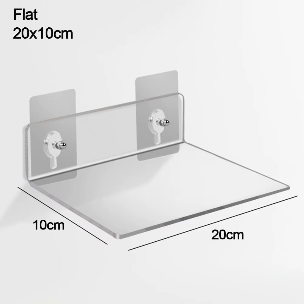 Étagère murale transparente pour salle de bain, support de rangement à poinçon libre, étagère de ran