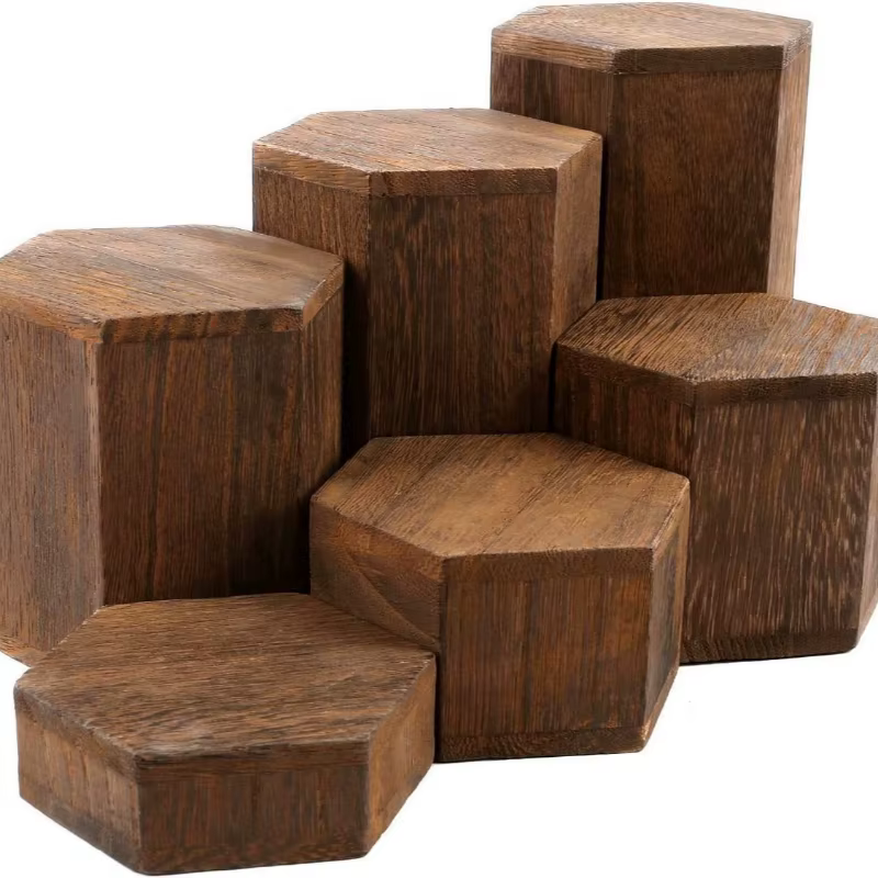 Présentoir Hexagonal en bois de 6 pièces adapté à la présentation de bijoux et d'accessoires, suppor