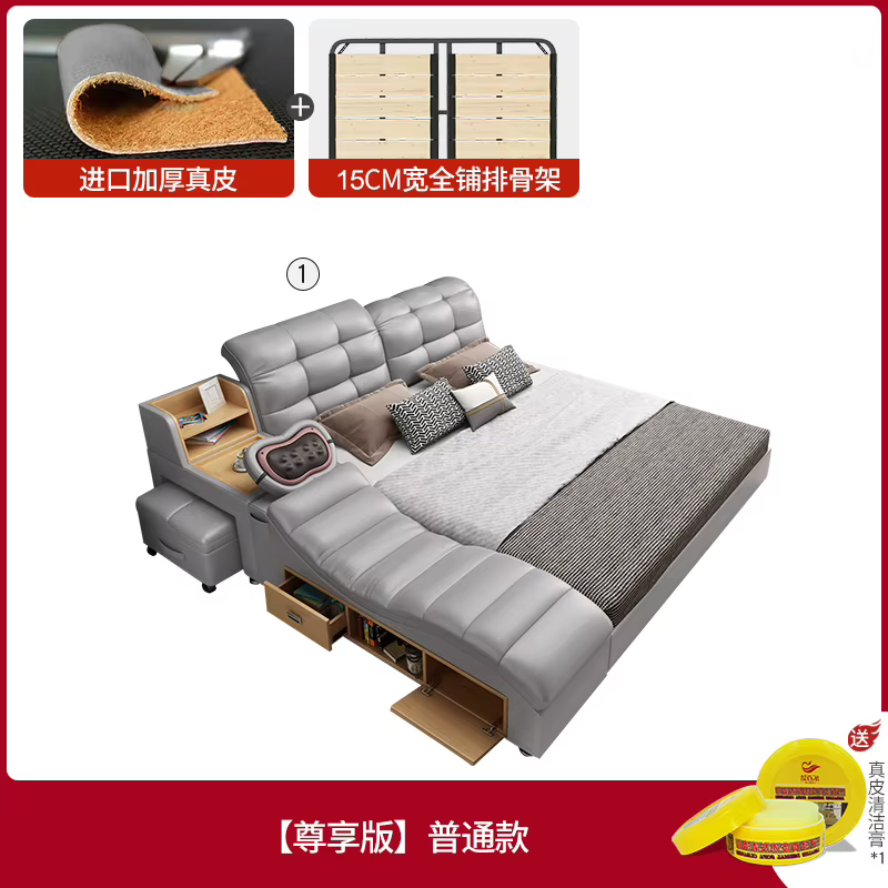 Lit de rangement en bois, cadre de tête de lit, chambre Double, lit en acier, moderne, Letto Matrimo