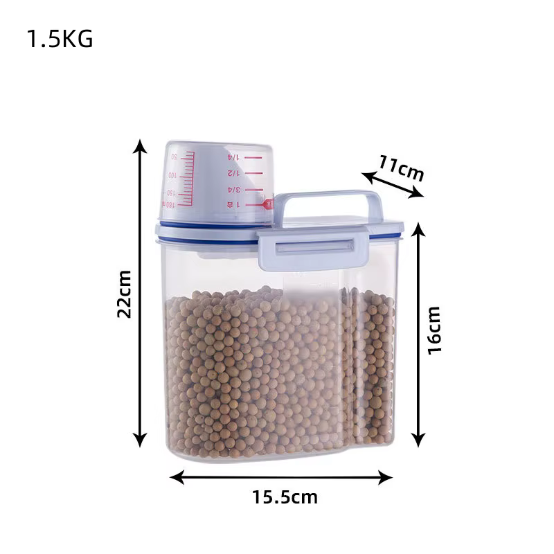 Boîte de rangement de cuisine 1,5/2 kg, anti-insectes, anti-humidité, pour céréales et farine, conte