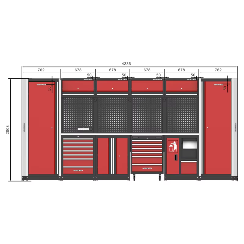 Boîte à outils de stockage d'atelier de réparation de haute qualité, établi de rangement, armoire de