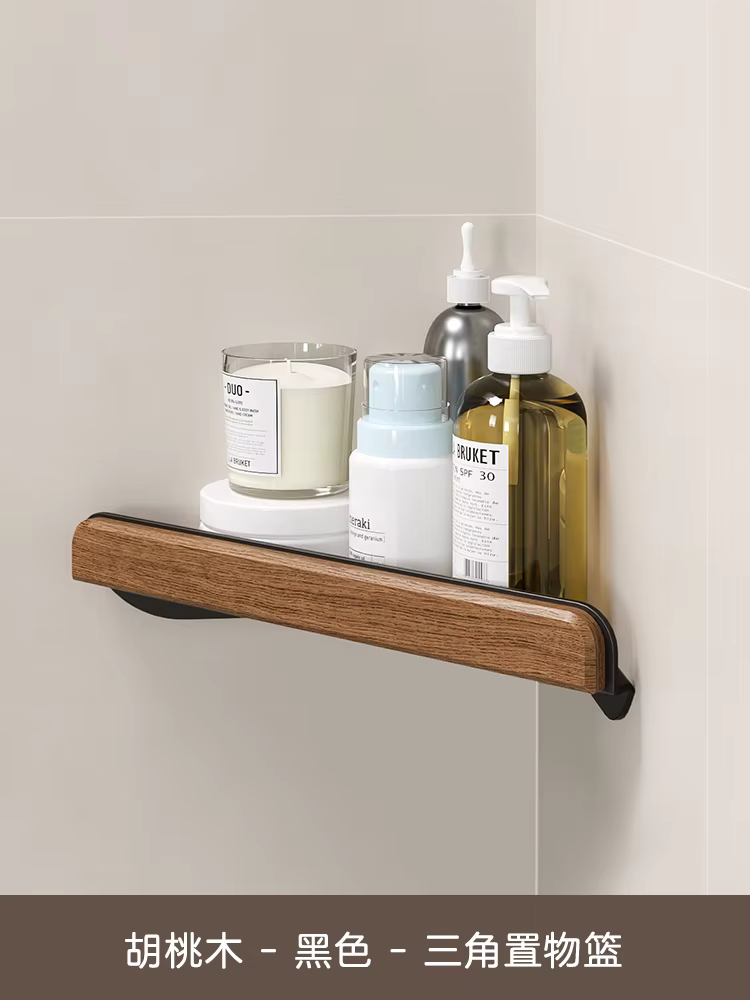 Support de douche d'angle, étagère murale en bois pour salle de bain, organisateur triangulaire pour
