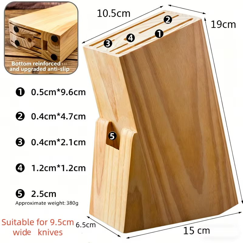 Bloc à couteaux de cuisine créatif en bois – Support de rangement vertical pour couteaux, sécurisé, 