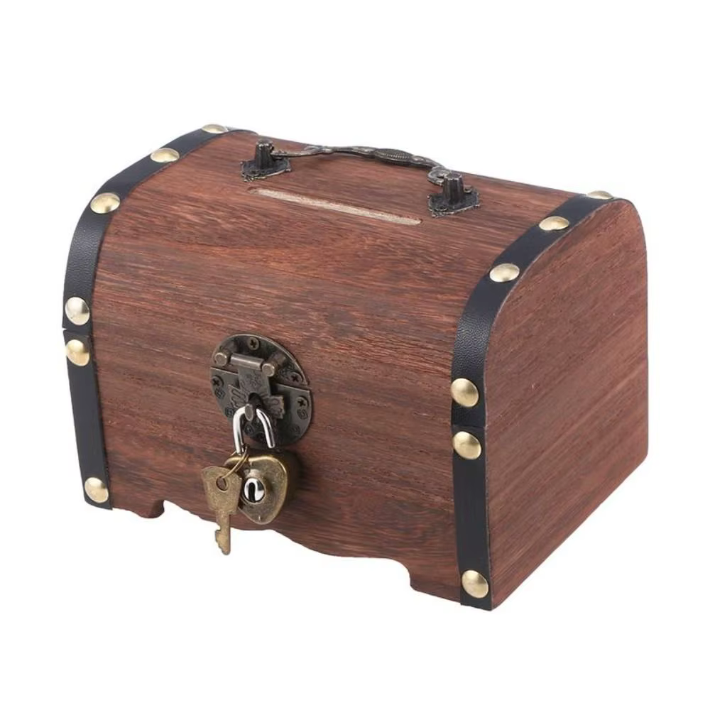 Rétro Vintage créatif avec serrure boîte au trésor décorative boîte d'économie d'argent boîte de ran