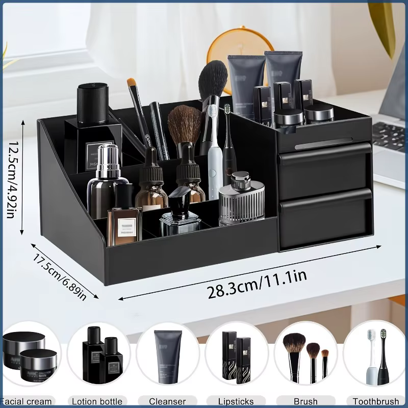 Organisateur de parfum et de colonnes pour hommes avec tiroirs – Boîte de rangement de cosmétiques d