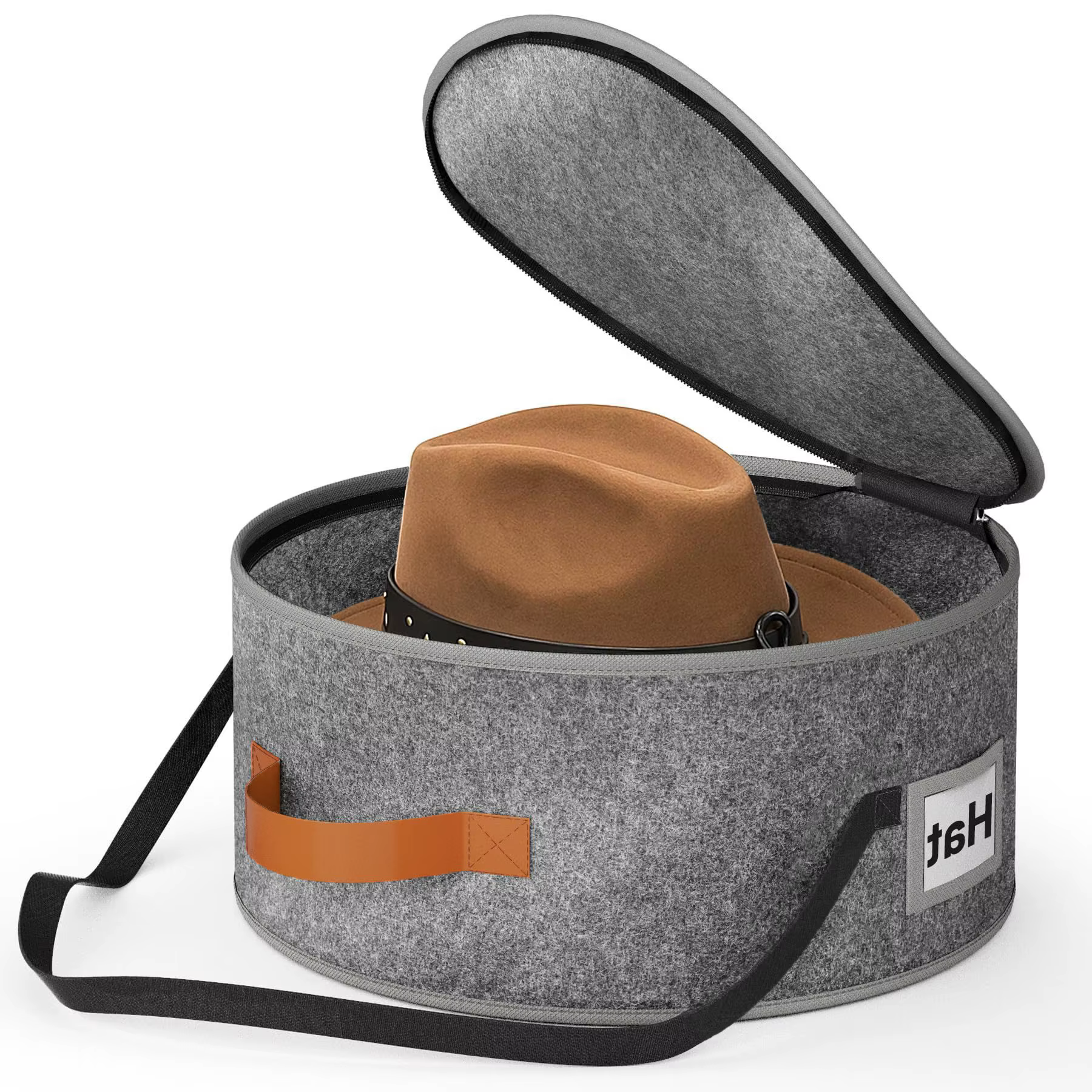 Grande boîte à chapeaux circulaire pliable en feutre, 1 pièce, adaptée aux femmes pour stocker des c