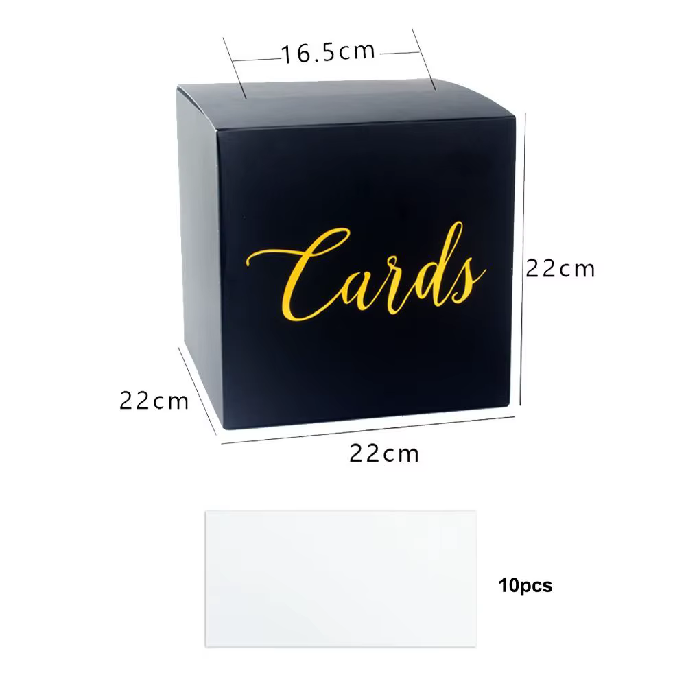 Boîte de rangement blanche et noire pour cartes de mariage, boîte à cartes de vœux élégante, boîte à