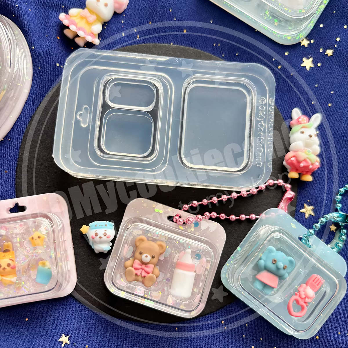 Mini boîte d'emballage super mignonne, moule en silicone entièrement transparent pour colle goutte à