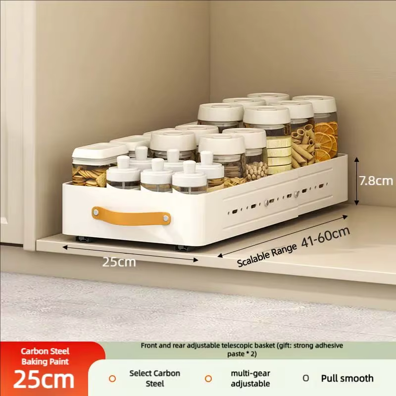Nouvelle étagère de rangement de cuisine évolutive avec armoires de cuisine extractibles coulissante