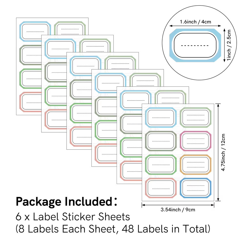 Enveloppes de rangement en plastique avec étiquettes colorées, autocollants pour organiser les matri