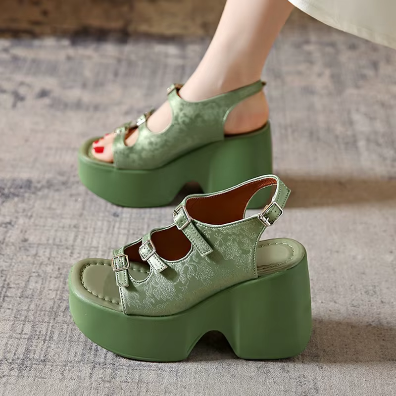 Sandales à talons hauts pour femmes, sexy et tendance, chaussures à plateforme épaisses, mules de ma