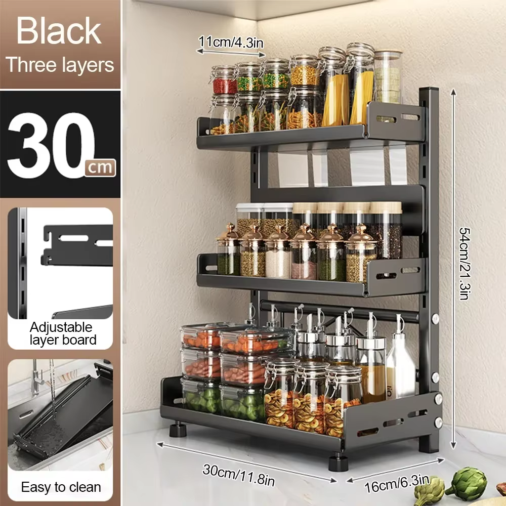 Support de rangement d'épices à 3 niveaux pour comptoir, Organization d'épices réglable pour armoire